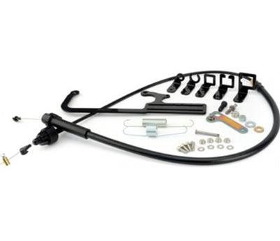 TCI TV Cable Corrector Kits 370815 Kickdown Cable, Throttle and Bracket, Edelbrock Carburetors, Steel, Black Powdercoated, GM, Kit