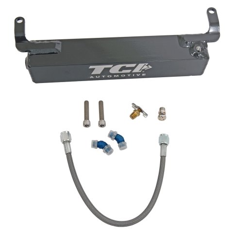 TCI PRO-X Transmission Overflow Canisters 528206 Automatic Tank, Pro-X, Aluminum, Black, 1 qt. Capacity, GM Powerglide, Each