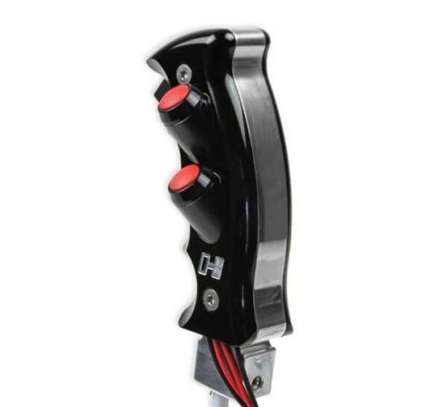Hurst Pistol-Grip Shifter Handles 1539004 Shift Knob Components, Pistol Grip Side Plate, Billet Plus/Quarter Stick, Dual Electrical Buttons, Aluminum, Black Anodized, Each