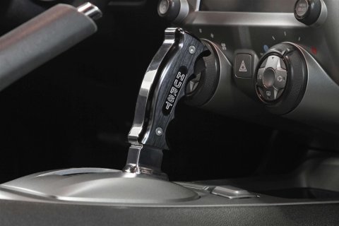 Hurst Pistol-Grip Shifter Handles 5380438 Shifter, Billet Aluminum, Polished/Black, Logo, Chevrolet, Camaro 2010-15, Auto Trans, Each