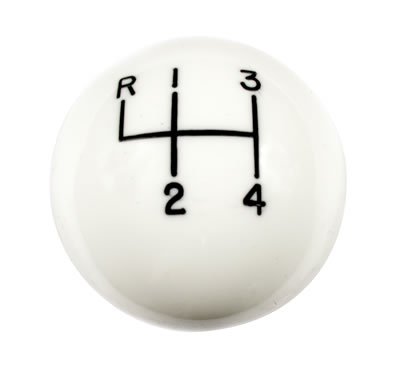 Hurst Classic Shift Knobs 1630002 Knob, Round, Plastic, White, 4-Speed Pattern, Manual Transmission, Each