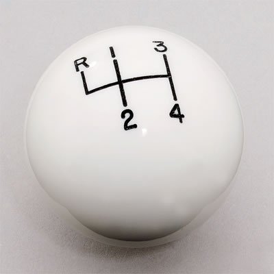 Hurst Classic Shift Knobs 1630003 Knob, Round, Plastic, White, 4-Speed Pattern, Manual Transmission, Each