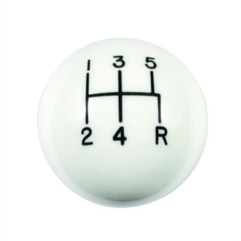 Hurst Classic Shift Knobs 1630014 Knob, Round, Plastic, White, 5-Speed Pattern, Manual Transmission, Each
