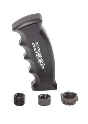 Hurst Pistol-Grip Shifter Handles 1536010 Shift Knob, Pistol Grip, Billet Aluminum, Black Anodized, White Embossed Logo, Each