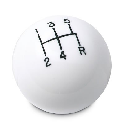 Hurst Classic Shift Knobs 1630008 Knob, Round, Plastic, White, 5-Speed Pattern, Manual Transmission, Each
