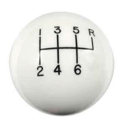 Hurst Classic Shift Knobs 1630016 Knob, Round, Plastic, White, 6-Speed Pattern, Manual Transmission, Each
