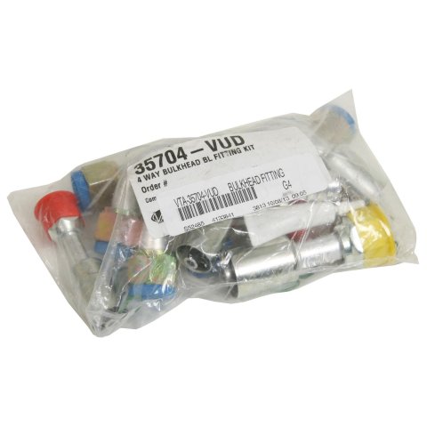 Vintage Air 4-Way Bulkhead Fitting Kits 35704-VUD Firewall Fittings, Beadlock Conditioning and Heater Hose, -6, -10, Aluminum, Natural, Kit