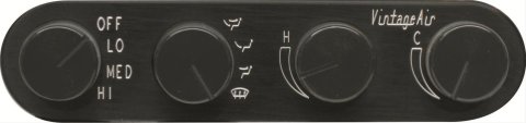Vintage Air Gen-II Streamline 4-Knob Panels 491229 Control Panel, Aluminum, Black Anodized, Gen II, In-Dash, Kit