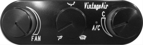 Vintage Air Gen-IV ProLine 3-Knob Control Panels 491223-RUA Climate Panel, Gen IV ProLine, 3-Knob, Aluminum, Black Anodized, In-Dash, Kit