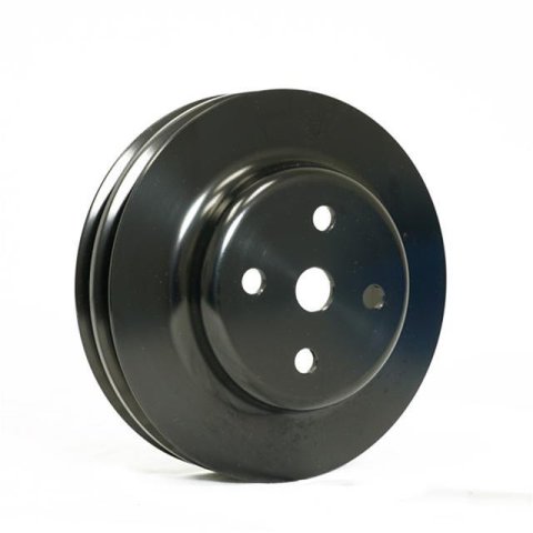 Vintage Air Water Pump Pulleys 735011 Pulley, OEM Style, Dual V-Belt Groove, 5.938 in. O.D., Steel, Black Hardcoated, Mopar, Big Block, Each