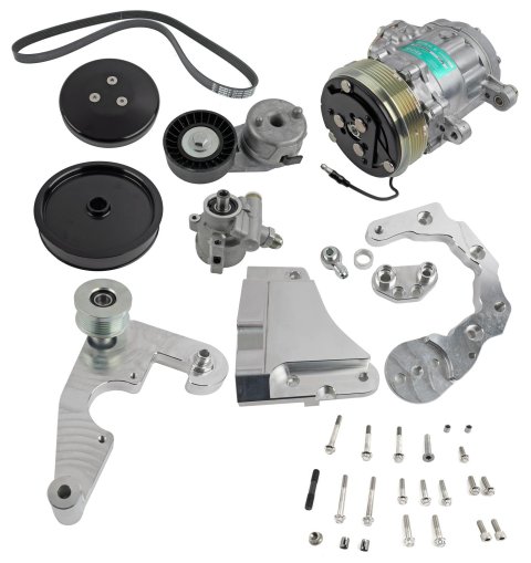 Vintage Air Ford Front Runner Engine Drive Systems 174020 System, Pulley kit, Serpentine, Standard ratio, Aluminum, Black, 6-groove, kit