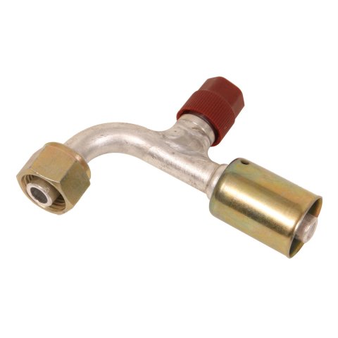 Vintage Air Beadlock O-Ring Conditioning Hose Ends 35532-VUG A/C End, #8 Conditioning, 90 Degree, Beadlock, with R134a Port, For A/C Standard Hose, Each