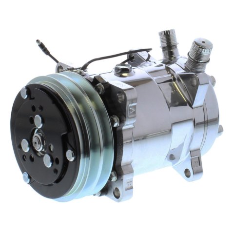 Vintage Air Conditioning Compressors 04808-VUQ Compressor, Aluminum, Polished, 2-Groove V-Belt Pulley, R-134A, Each