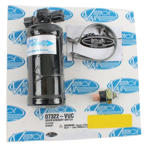 Vintage Air Driers 07322-VUC Conditioning, Drier, Steel, Black, 2.5 in. Diameter, 6 in. Height, Vertical Mount, Binary Switch, Each