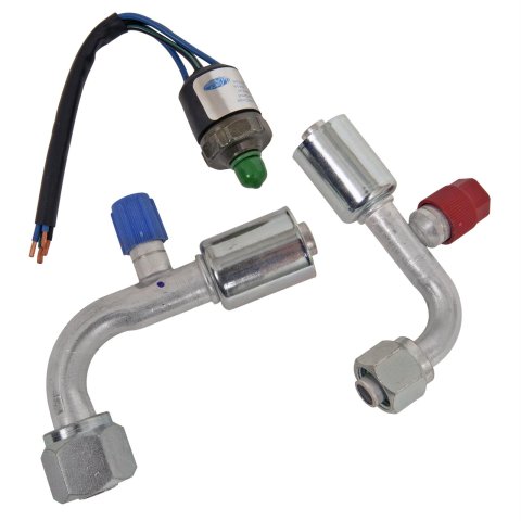 Vintage Air Trinary Switch Kits 110061 Conditioning Ports, Inline Hose Splice, Beadlock, #8 Conditioning Port Hose Size, Steel, Natural, A/C Switch, Each