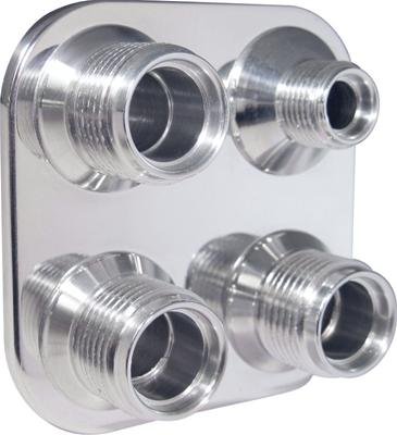 Vintage Air Streamline Bulkhead Plates 384600-MBA Firewall Bulkhead, Streamline, 4-Port, Square, #6, #10, Aluminum, Polished, Each