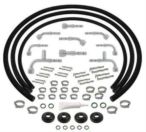 Vintage Air E-Z Clip Refrigerant Hose Kits 547002 Conditioning Hose, Hose, Rubber, Black, Fittings, Female Threads, Kit