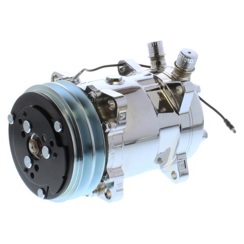 Vintage Air Conditioning Compressors 48085 Compressor, Aluminum, Chrome, Clutch, V-belt 2-groove Pulley, Each