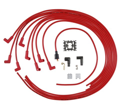 ACCEL SuperStock 5000 Series Spark Plug Wire Sets 5041R Wires, Super Stock, Spiral Core, 8mm, Red, 90 Degree Boots, Universal, V8, Set