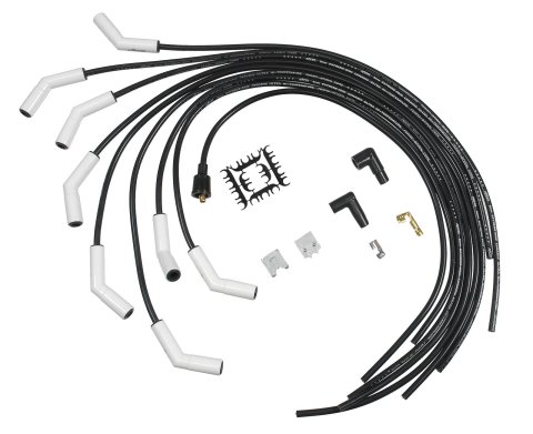 ACCEL Extreme 9000 Ceramic Spark Plug Wire Sets 9002C Wires, Ceramic, Spiral Core, 8mm, Black, White 135 Degree Boots, Universal, V8, Set