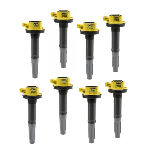 ACCEL Super Coils 140060-8 Ignition Coils, Super, Socket, Round, Black/Yellow, Ford, 5.0L Modular, Set of 8