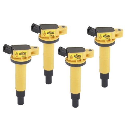 ACCEL Super Coils 140333-4 Ignition Coil, Super, Coil Pack Style, Socket, Epoxy, Round, Yellow, Lexus, Pontiac, Scion, Toyota, Set of 4