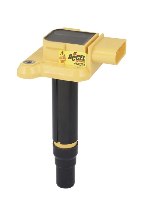 ACCEL Super Coils 140274 Ignition Coil, Coil, Coil Pack Style, Socket, Round, Epoxy, Yellow, Audi, Volkswagen, 1.8L, Each