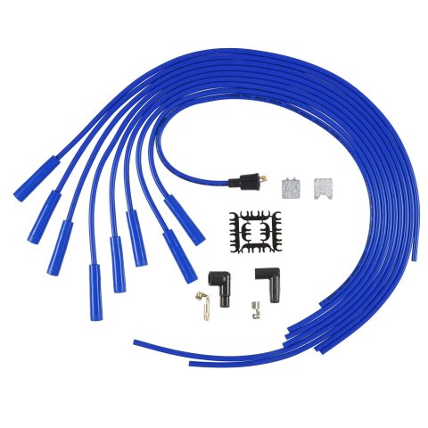ACCEL SuperStock 5000 Series Spark Plug Wire Sets 5040B Wires, Super Stock, Spiral Core, 8mm, Blue, Straight Boots, Universal, V8, Set