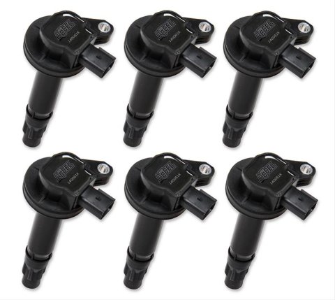 ACCEL Super Coils 140061K-6 Ignition Coils, Super, Female/Socket, 2 Pin Coil Pack, Black, Ford, Lincoln, Non-Ecoboost, Set of 6