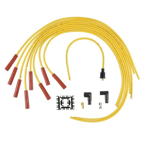 ACCEL SuperStock 4000 Series Spark Plug Wire Sets 4040 Wires, SuperStock, RFI Suppression, Spiral Core, 8mm, Yellow, Straight Boots (Orange/Black), V8, Set