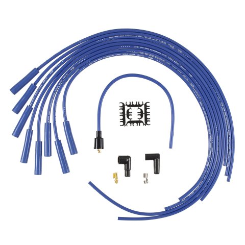 ACCEL SuperStock 4000 Series Spark Plug Wire Sets 4040B Wires, SuperStock, RFI Suppression, Spiral Core, 8mm, Blue, Straight Boots (Blue/Black), V8, Set