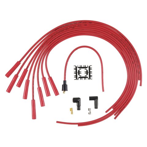 ACCEL SuperStock 4000 Series Spark Plug Wire Sets 4040R Wires, SuperStock, RFI Suppression, Spiral Core, 8mm, Red, Straight Boots (Red/Black), V8, Set
