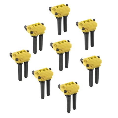 ACCEL Super Coils 140038-8 Ignition Coils, Female Socket, Coil Pack Style, Square, Epoxy, Black/Yellow, Chrysler, Dodge, Ram, Set of 8
