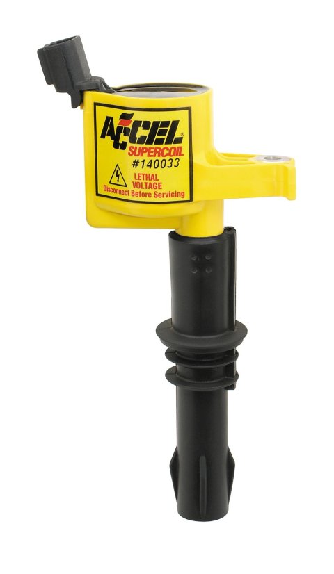 ACCEL Super Coils 140033 Ignition Coil, Coil, Epoxy, Yellow, Ford, Modular, Early 3-Valve, 4 in. Boot, Each