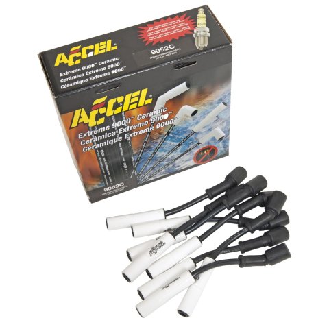 ACCEL Extreme 9000 Ceramic Spark Plug Wire Sets 9052C Wires, Ceramic, Spiral Core, 8mm, Black, 180 Degree Boots, Chevy, Pontiac, 5.7L, Set