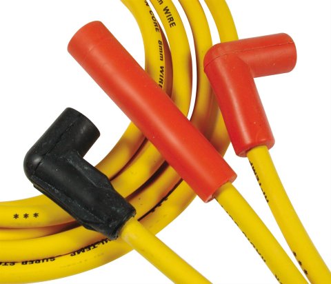 ACCEL SuperStock 4000 Series Spark Plug Wire Sets 4093 Wires, SuperStock, RFI Suppression, Spiral Core, 8mm, Yellow, Stock Boots (Orange/Black), Chevy, GMC, Oldsmobile, V6, Set