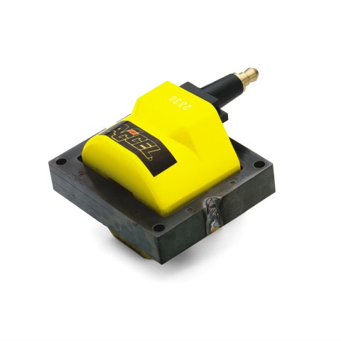ACCEL Remote Super Coils 140011 Ignition Coil, HEI Coil, E-core, Square, Epoxy, Black/Yellow, 48,000 V, GM, Isuzu, Jeep, Each