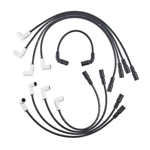 ACCEL Extreme 9000 Ceramic Spark Plug Wire Sets 9042C Wires, Ceramic, Spiral Core, 8mm, Black, 90 Degree, White Stock Boots, Cadillac, Chevy, 5.0L/5.7L, Set