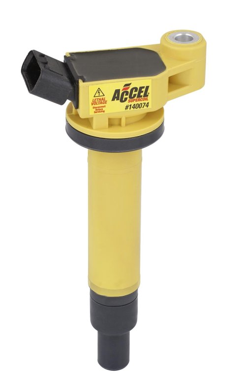 ACCEL Super Coils 140074 Ignition Coil, Super, Coil Pack Style, Socket, Epoxy, Round, Yellow, Lexus, Toyota, 3.0L, Each
