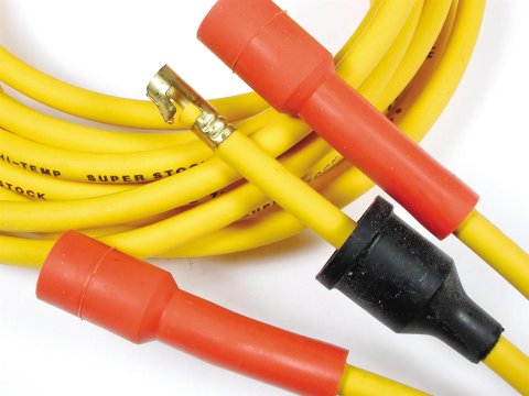 ACCEL SuperStock 3000 Series Spark Plug Wire Sets 3008 Wires, SuperStock, Spiral Wound Copper Core, 7mm, Yellow, Straight Boots (Orange/Black), Universal, V8, Set