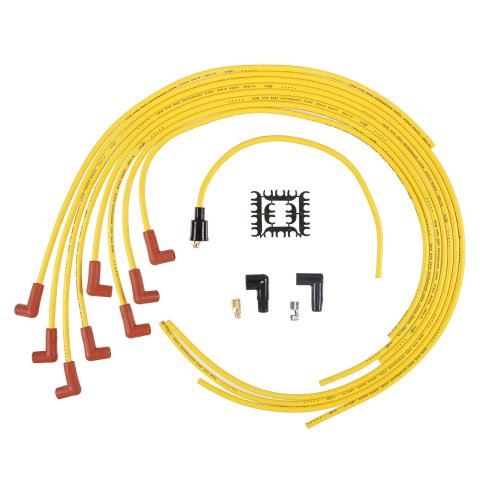ACCEL SuperStock 4000 Series Spark Plug Wire Sets 4041 Wires, SuperStock, RFI Suppression, Spiral Core, 8mm, Yellow, 90 Degree Boots (Orange/Black), V8, Set