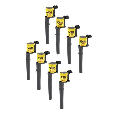 ACCEL Super Coils 140034-8 Ignition Coil Pack, Coil-On-Plug, Coil, Epoxy, Yellow, Ford, Mercury, Lincoln, 4-valve, Set of 8