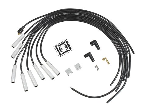 ACCEL Extreme 9000 Ceramic Spark Plug Wire Sets 9000C Wires, Ceramic, Spiral Core, 8mm, Black, White Straight Boots, Universal, V8, Set
