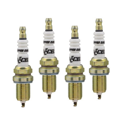 ACCEL Performance Spark Plugs 0736-4 Plugs, Copper, Gasket Seat, 14mm Thread, 0.750 in. Reach, Projected, for use on Acura®, Honda®, Set of 4