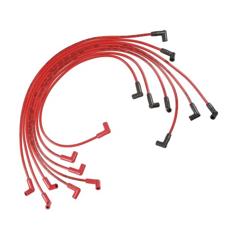 ACCEL SuperStock 5000 Series Spark Plug Wire Sets 5148R Sets, Spiral Core Series, Assembled, Female/Socket, 90 degree Boot Ends, Red Wire, 8.00mm, International V8, Set