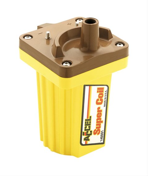 ACCEL Super Coils 140001 Ignition Coil, Coil, Canister, Rectangle, Oil-Filled, Yellow/Brown, 45,000 V, Each