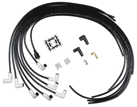 ACCEL Extreme 9000 Ceramic Spark Plug Wire Sets 9001C Wires, Ceramic, Spiral Core, 8mm, Black, White 90 Degree Boots, Universal, V8, Set