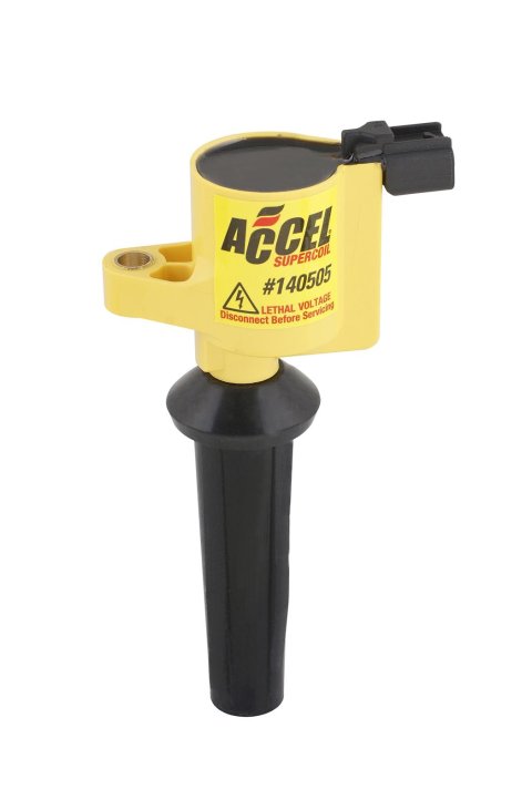 ACCEL Super Coils 140505 Ignition Coil, Super, Coil Pack Style, Socket, Epoxy, Round, Yellow, Ford, Mazda, Mercury, Each