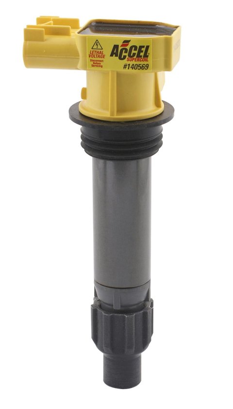 ACCEL Super Coils 140569 Ignition Coil, Super, C-core, Female/Socket, Epoxy, Round, Yellow, Buick, Cadillac, Chevy, GMC, Suzuki, 3.6L