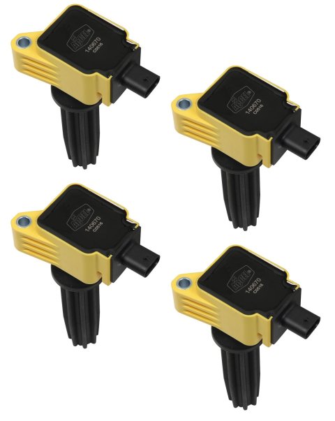 ACCEL Super Coils 140670-4 Ignition Coil, Coil, Coil Pack Style, Epoxy, Rectangle, Yellow, Ford, Ecoboost, Set of 4